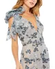 Multicolor Floral Embellished V-neck Midi Dress with Shoulder Bow sold by Mac Duggal