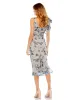 Multicolor Floral Embellished V-neck Midi Dress with Shoulder Bow sold by Mac Duggal
