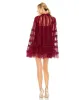 Black High Neck Ruffle Bell Sleeve Trapeze Dress sold by Mac Duggal