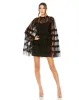Black High Neck Ruffle Bell Sleeve Trapeze Dress sold by Mac Duggal