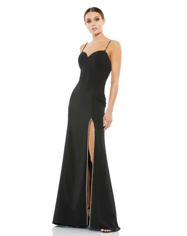White Sweetheart Evening Gown w/ Rhinestone Accents sold by Mac Duggal