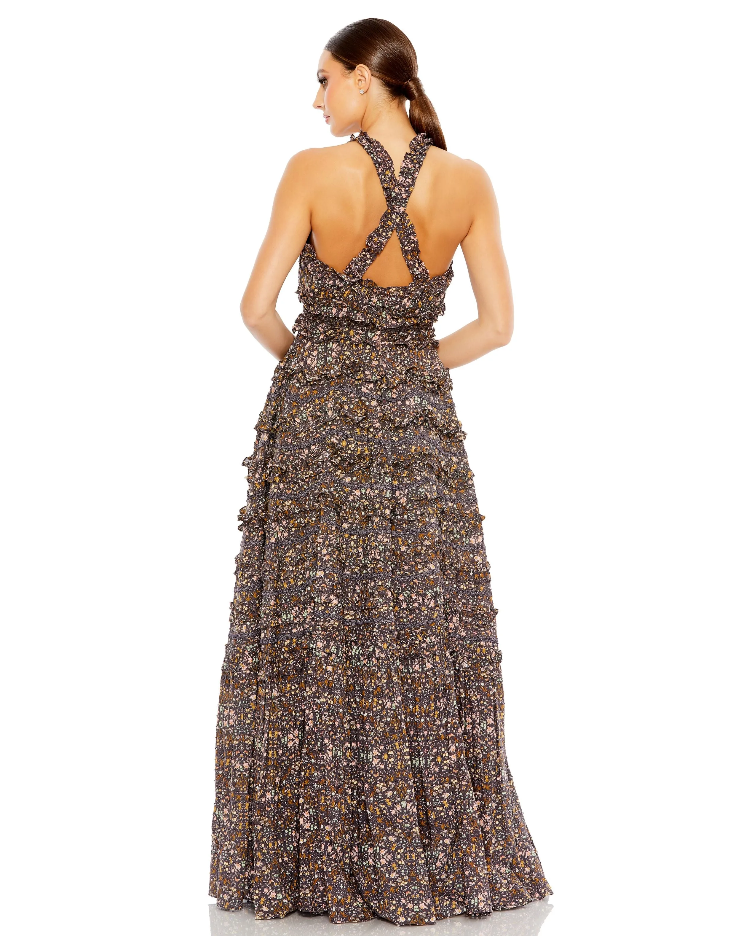 Cross Back Floral Ruffle Tiered Smock Dress sold by Mac Duggal product image thumbnail 3