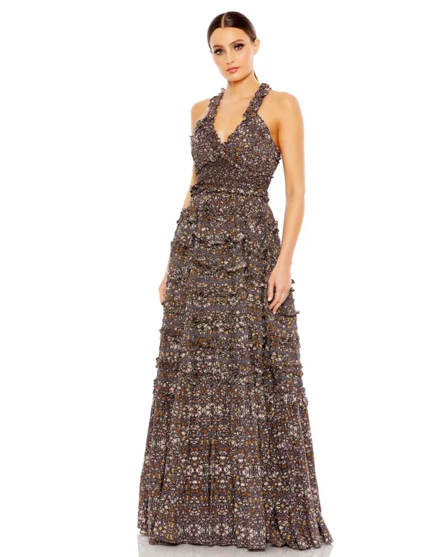 Cross Back Floral Ruffle Tiered Smock Dress sold by Mac Duggal