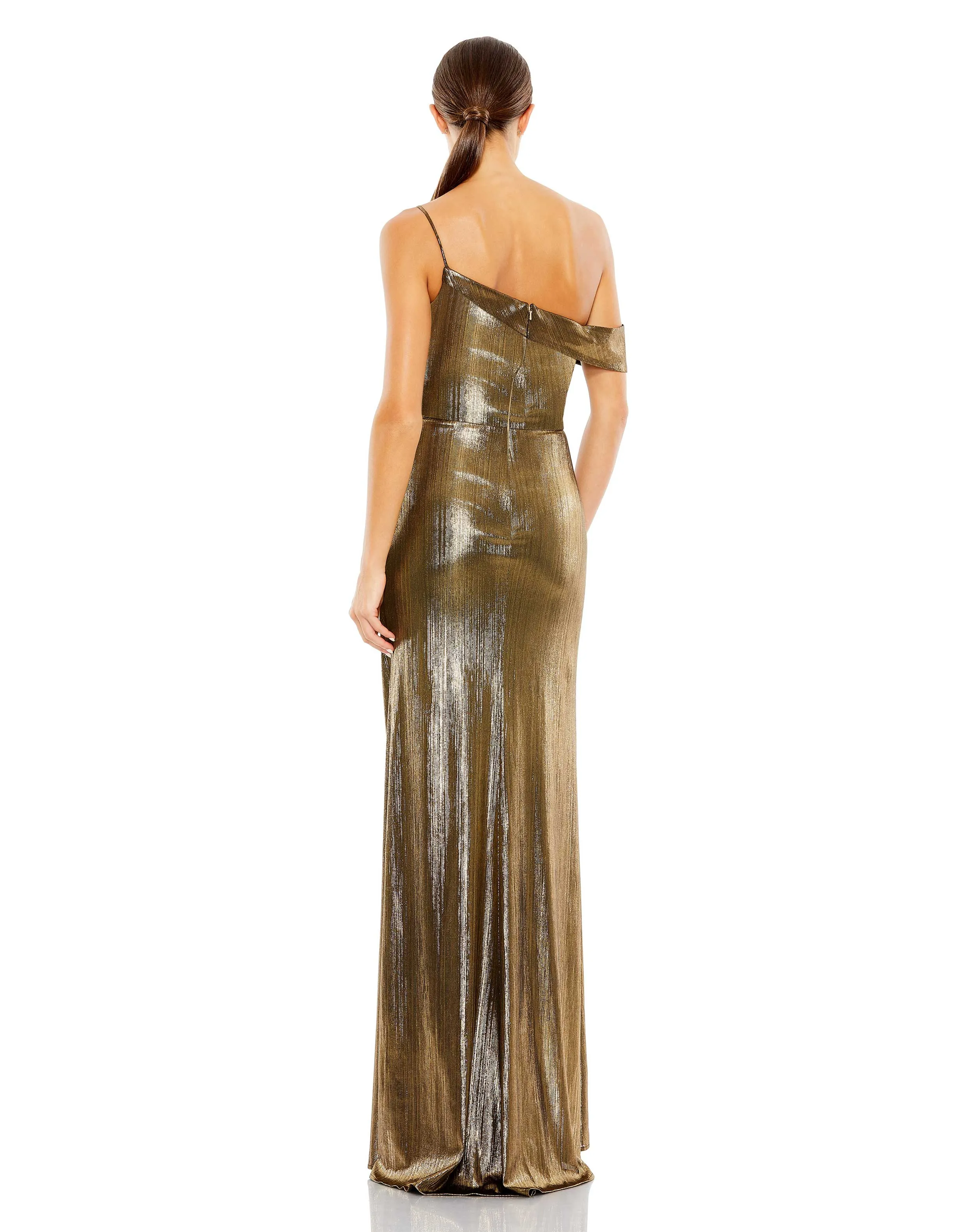 Gold Metallic Off The Shoulder Gown sold by Mac Duggal product image thumbnail 3