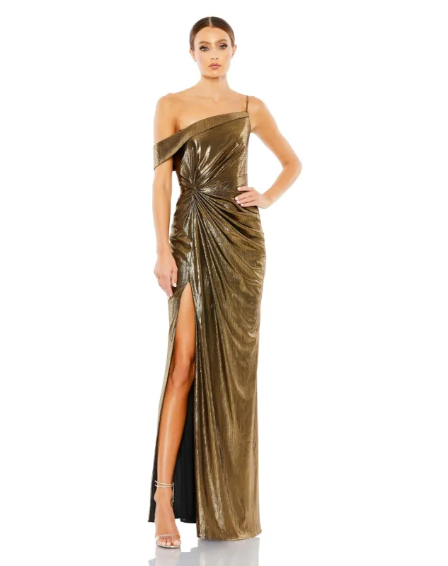 Gold Metallic Off The Shoulder Gown sold by Mac Duggal