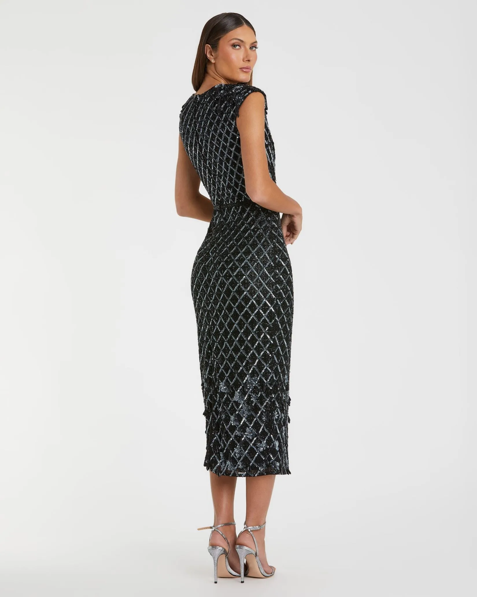 Black High Neck Dress w/ Crystal Fringe Detail sold by Mac Duggal product image thumbnail 3