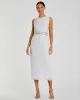 White Sleeveless High Neck Beaded Midi Sheath Dress sold by Mac Duggal