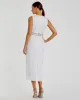 White Sleeveless High Neck Beaded Midi Sheath Dress sold by Mac Duggal