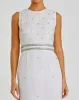 White Sleeveless High Neck Beaded Midi Sheath Dress sold by Mac Duggal