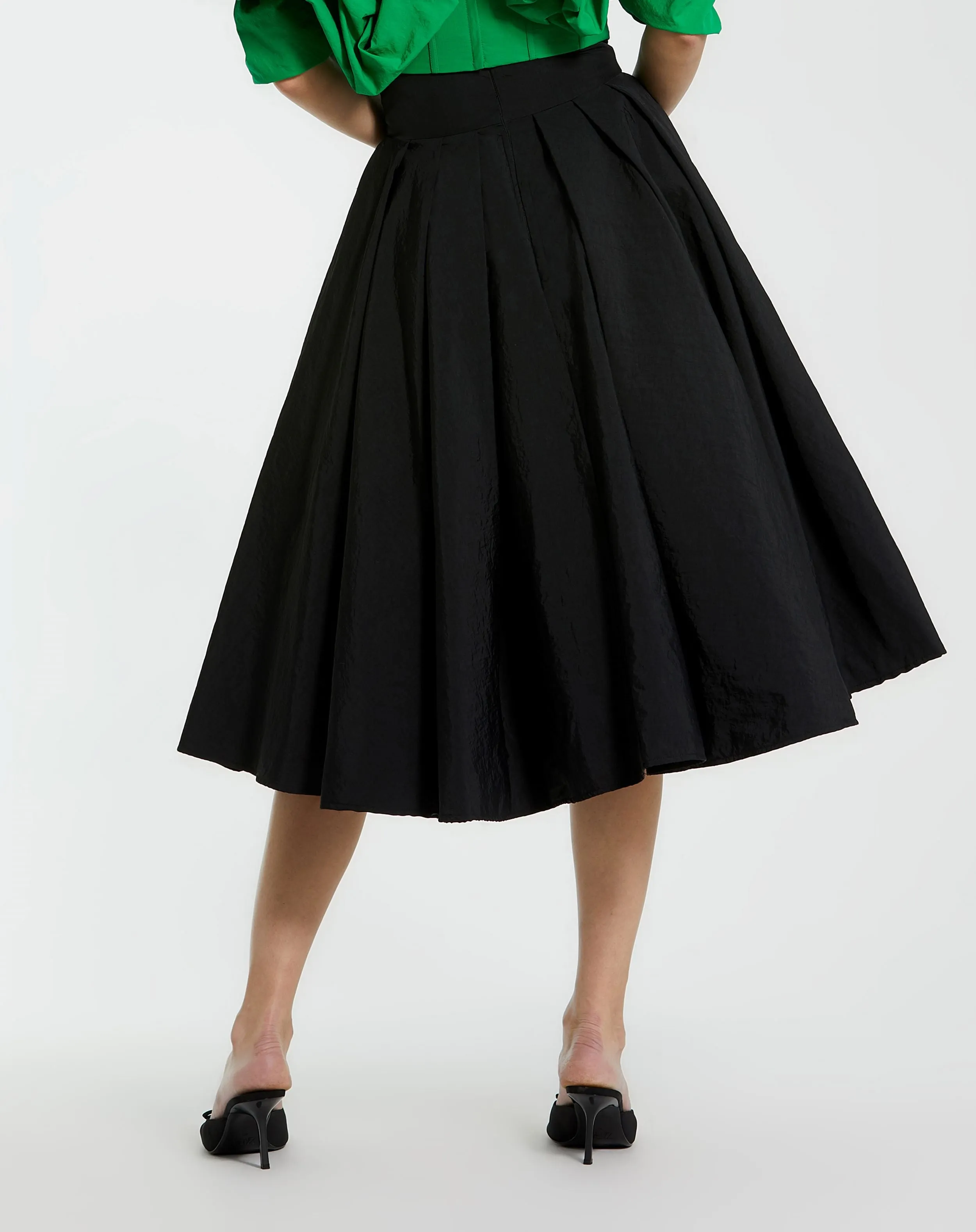 The Bubbly Black Faille High Waisted Midi Full Circle Skirt sold by Mac Duggal product image thumbnail 3