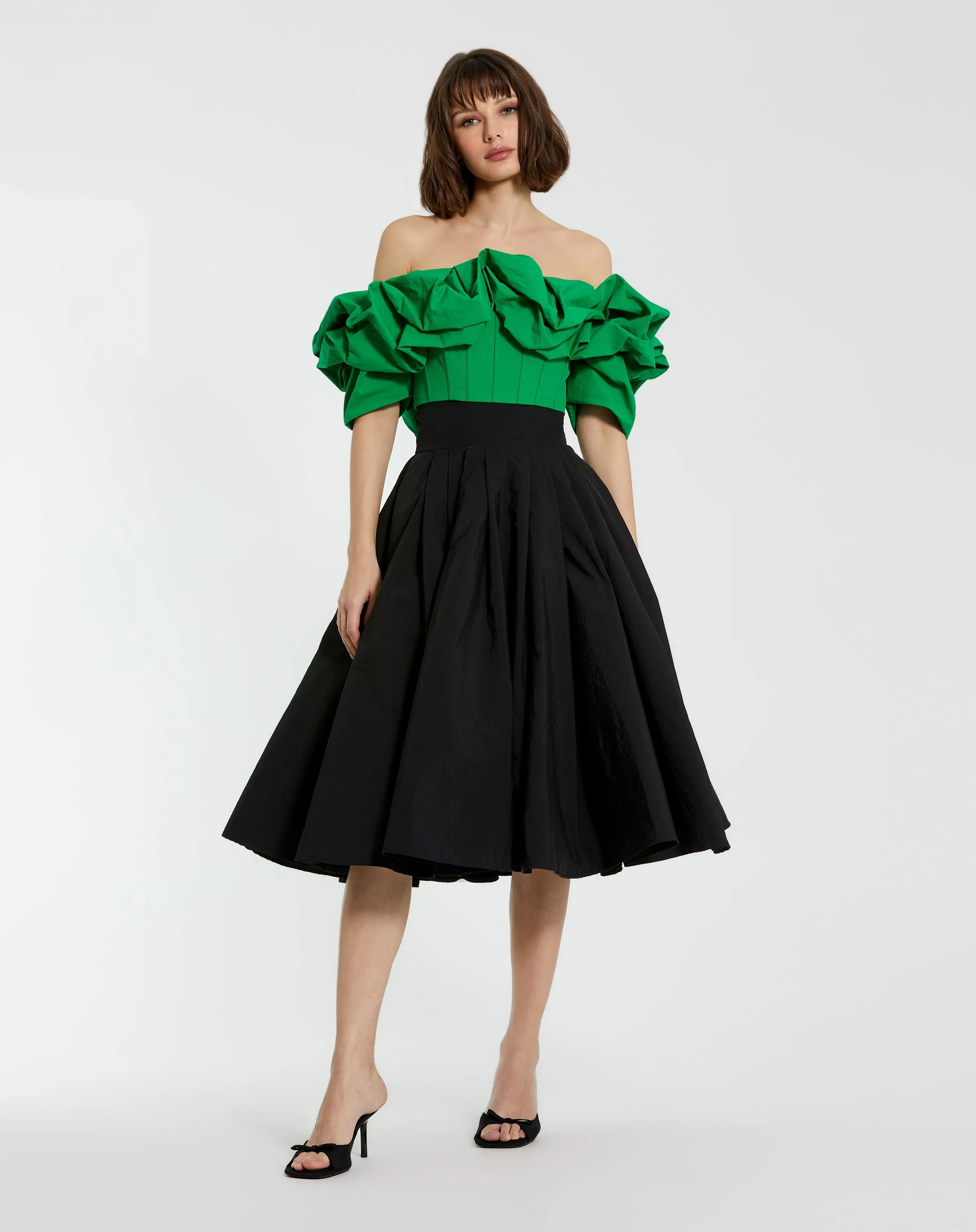 The Bubbly Black Faille High Waisted Midi Full Circle Skirt sold by Mac Duggal product image thumbnail 4
