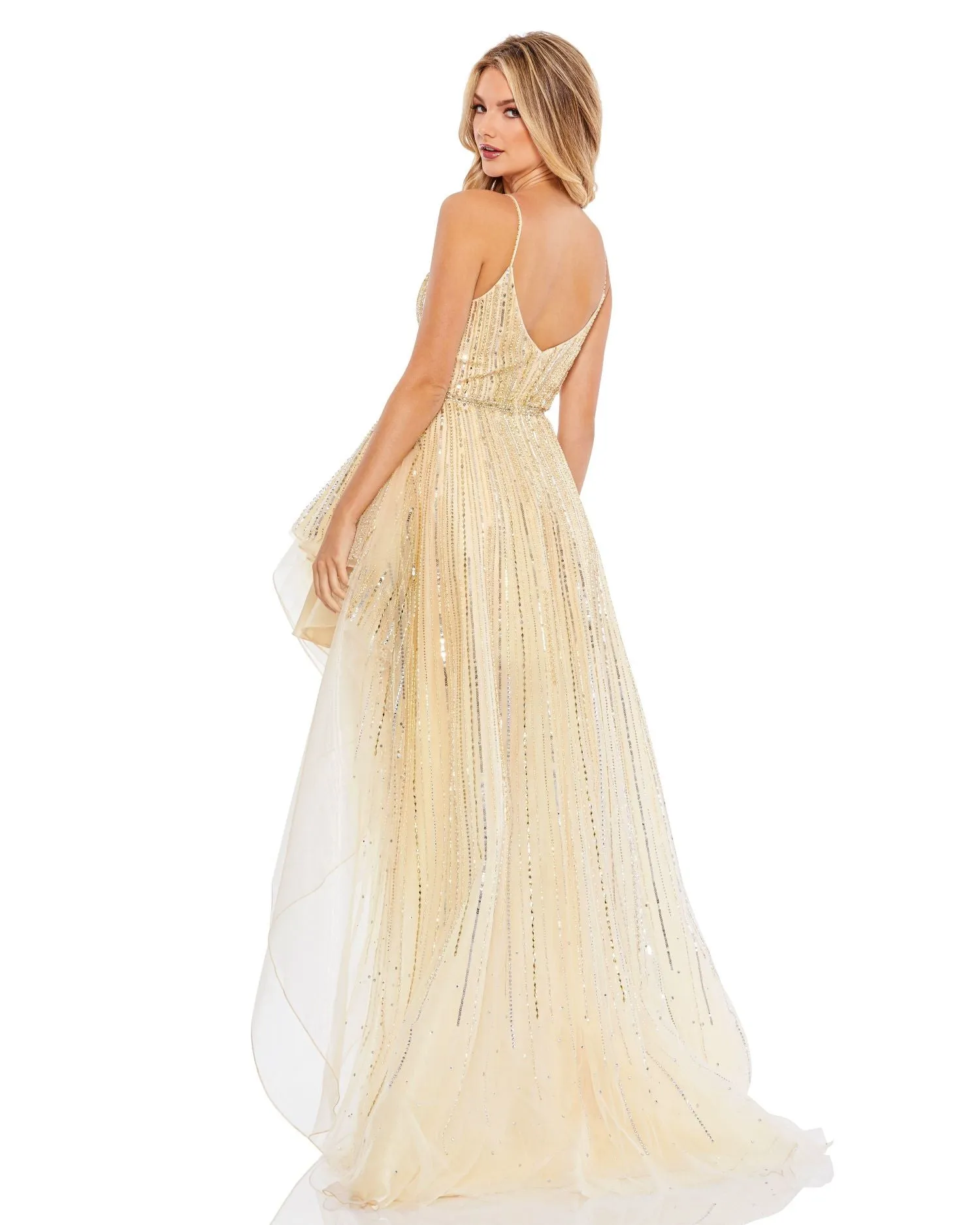 Gold Embellished Sleeveless Draped A Line Gown - FINAL SALE sold by Mac Duggal product image thumbnail 3