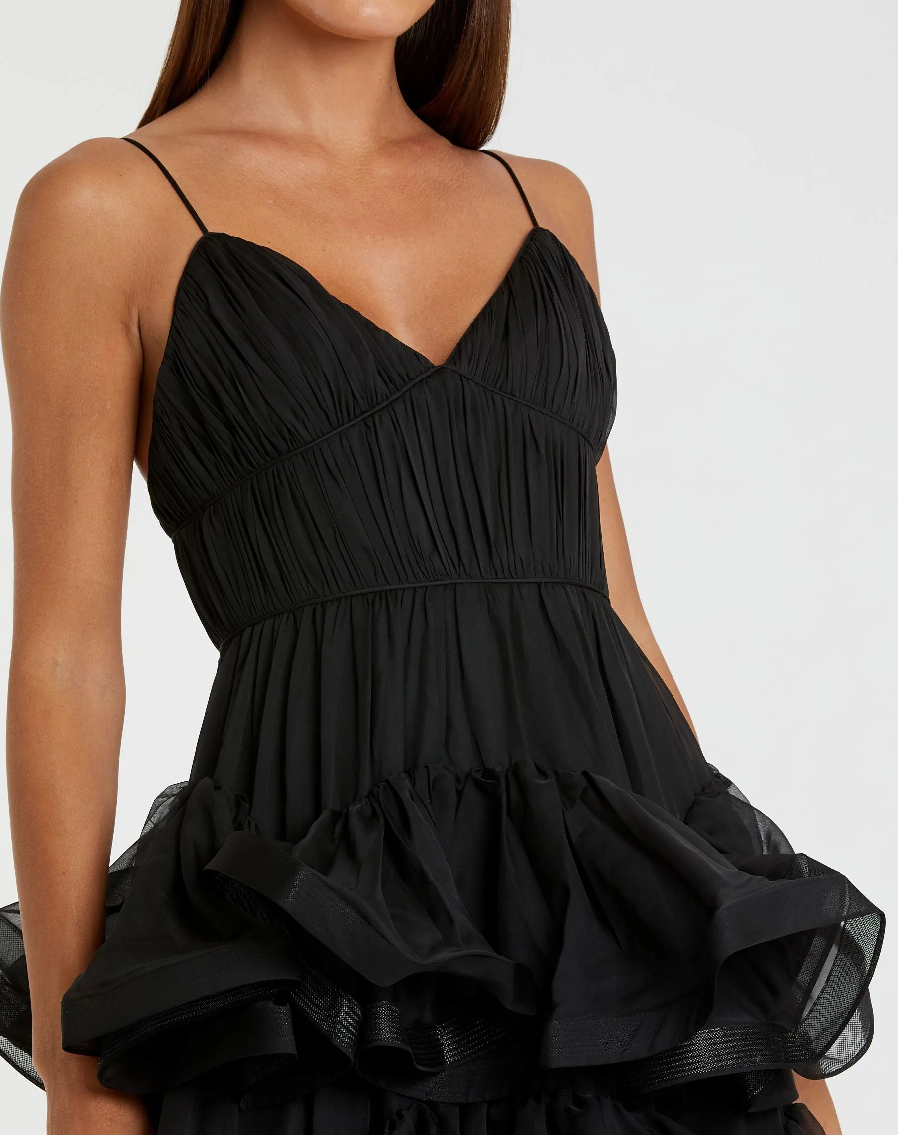 Black Tiered V-Neck Dress sold by Mac Duggal product image thumbnail 2