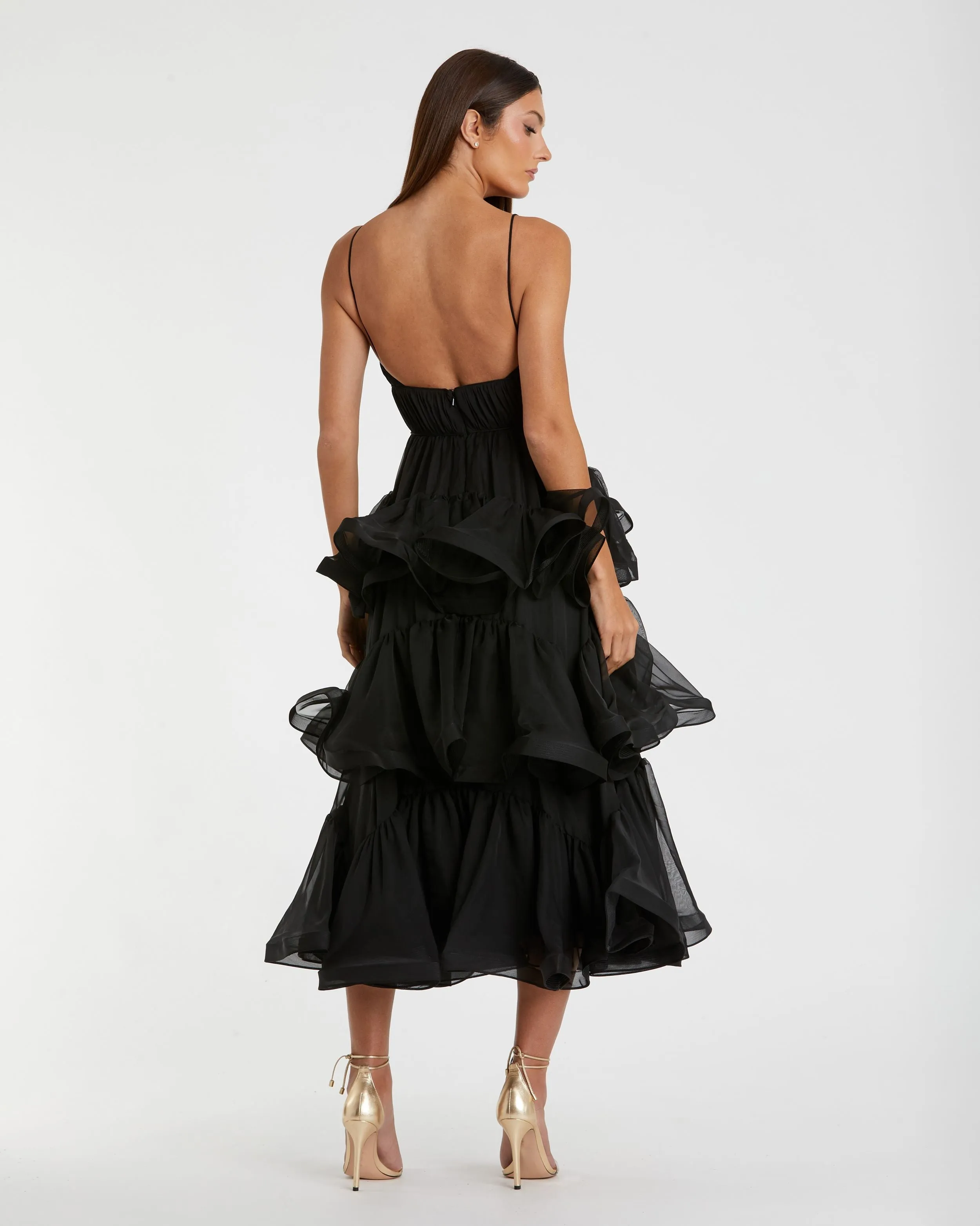 Black Tiered V-Neck Dress sold by Mac Duggal product image thumbnail 3