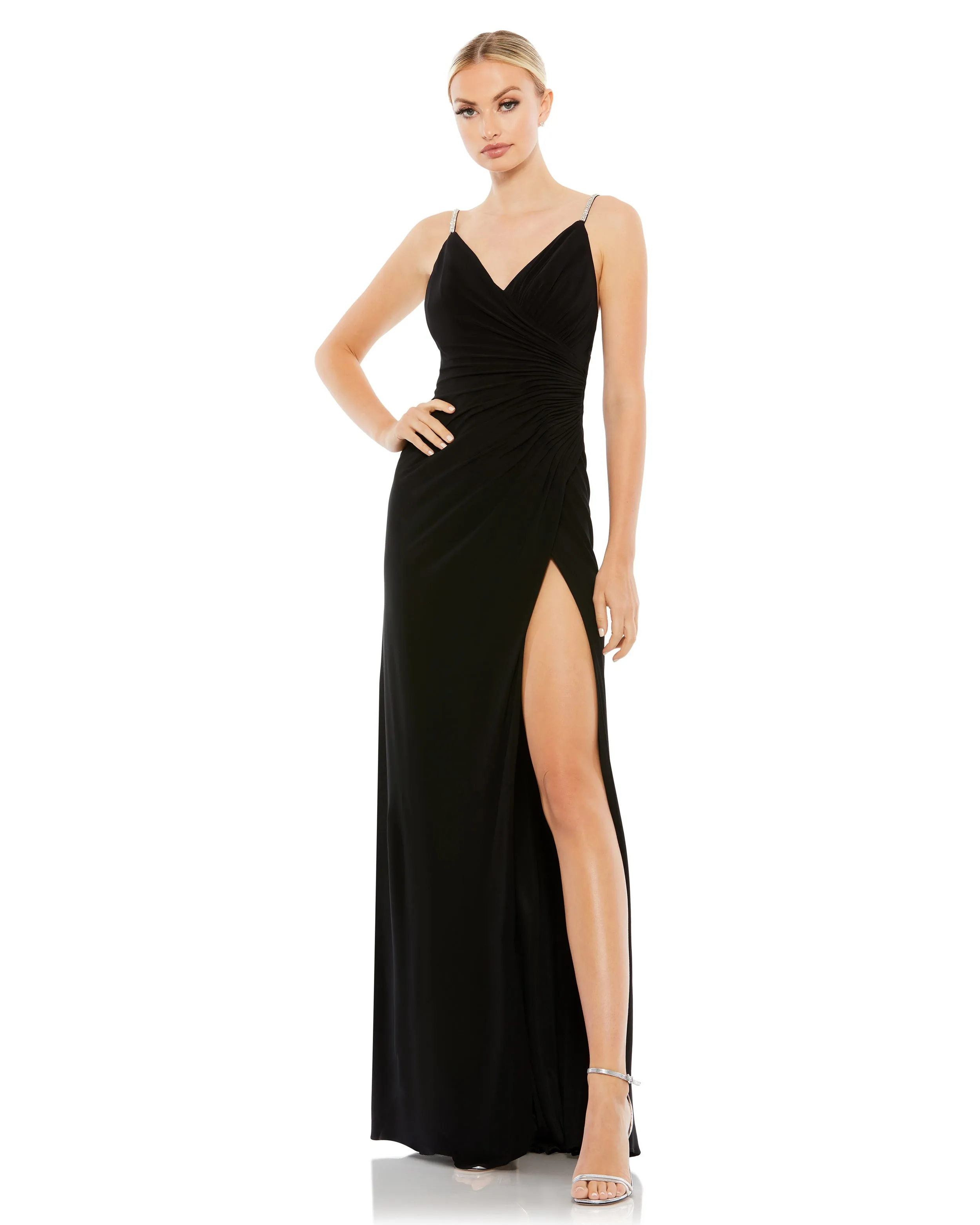 Faux Wrap V Neck Open Back Gown sold by Mac Duggal product image thumbnail 5