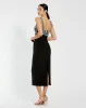 Black Wide Strap Embellished Top Midi Dress sold by Mac Duggal