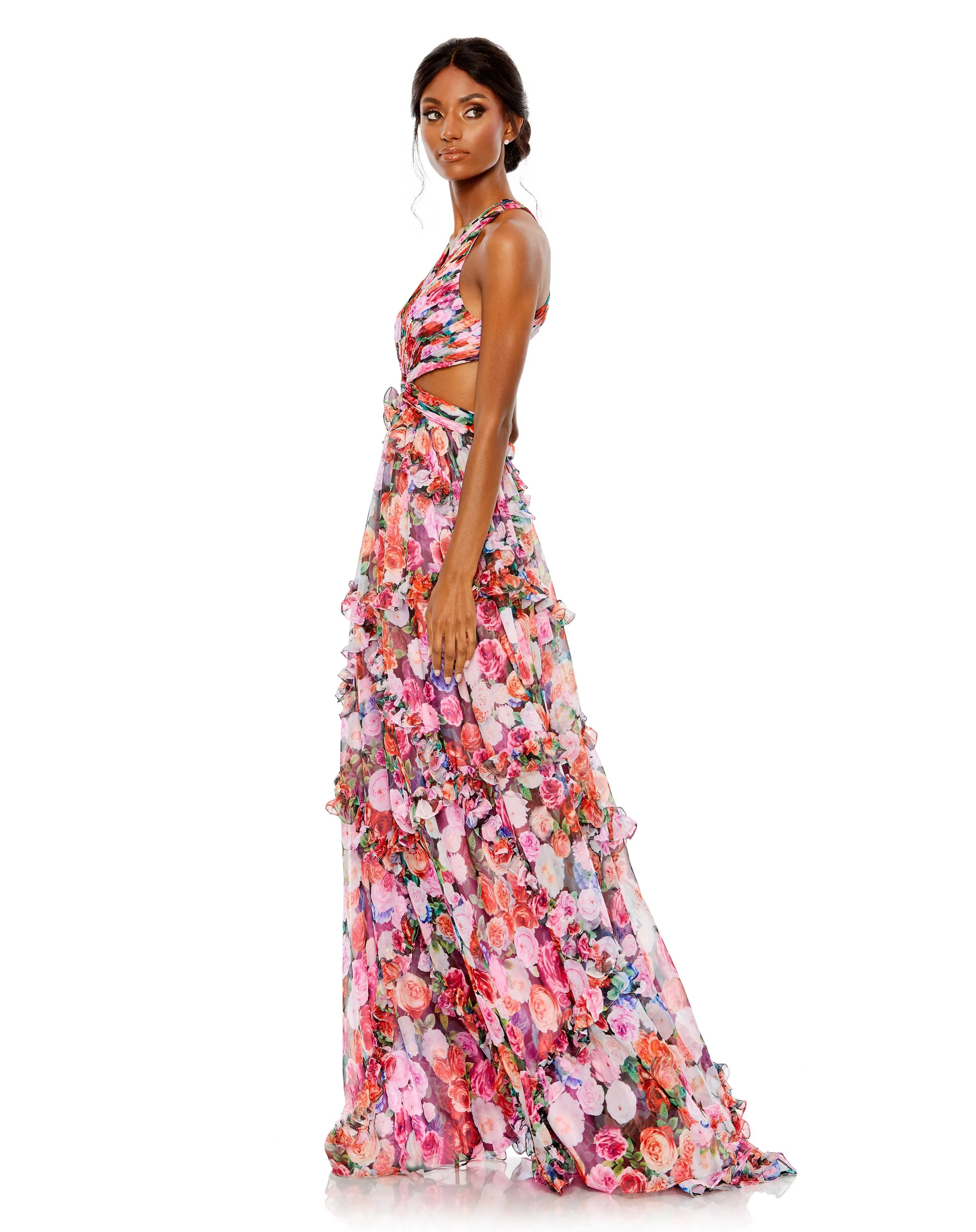 Multicolor Ruffled Cut Out Sleeveless Gown sold by Mac Duggal product image thumbnail 3