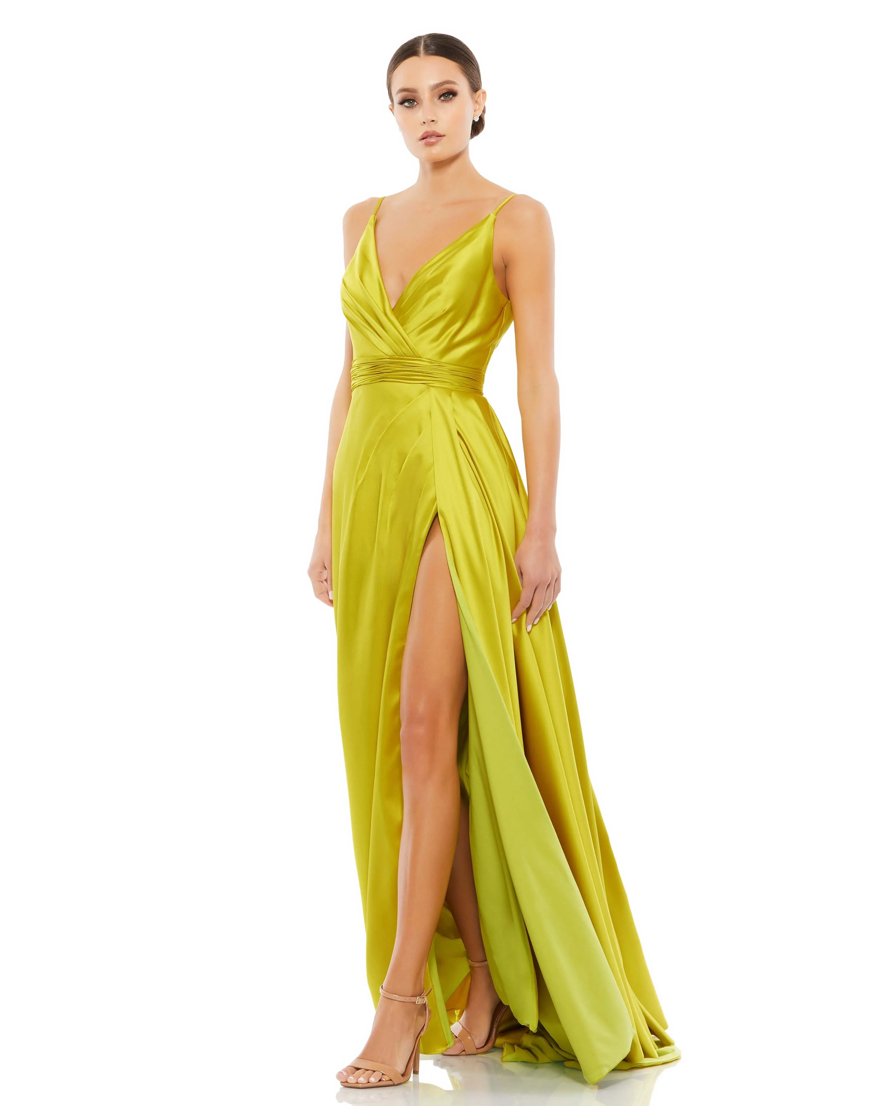 Green Sleeveless Faux Wrap Draped Gown sold by Mac Duggal product image thumbnail 4