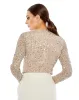 Nude Bodysuit w/ Sheer Sleeves and Silver Sequins sold by Mac Duggal