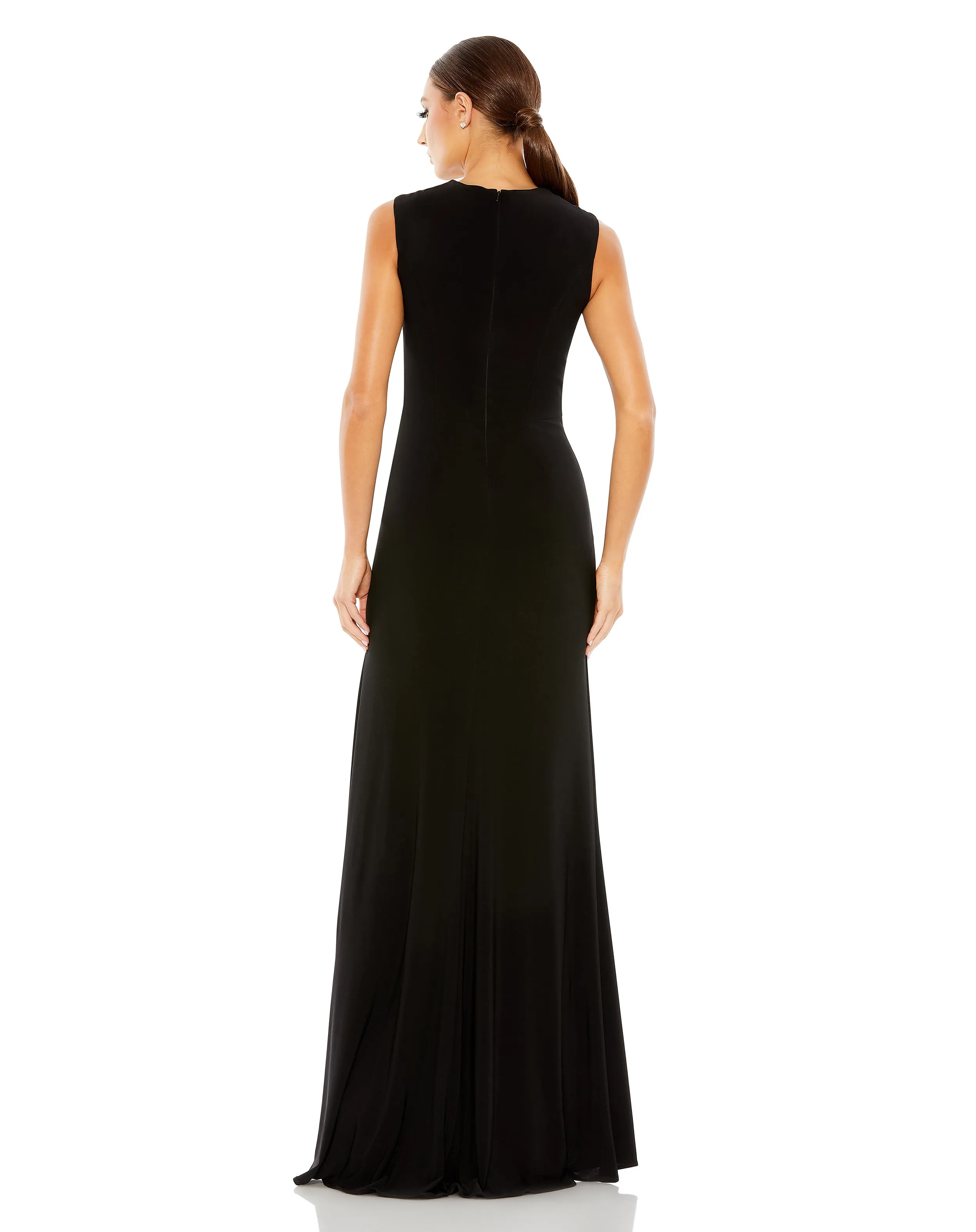 Black Draped Side Knot Jersey Gown w/ Rhinestone Ring sold by Mac Duggal product image thumbnail 3