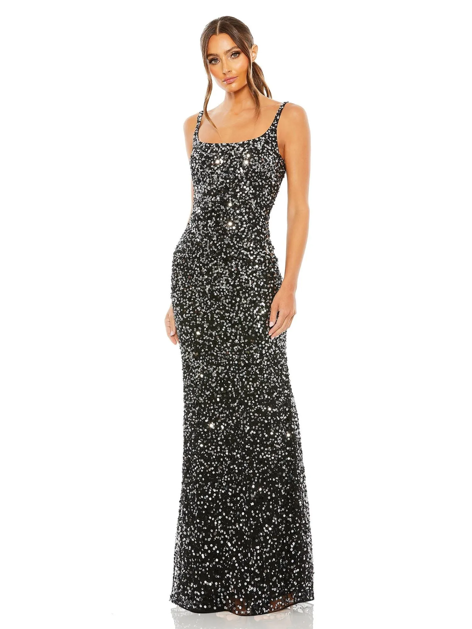 Gold Sequined Low Back Slip Gown sold by Mac Duggal product image thumbnail 4