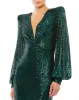 Purple Sequined Structured Bishop Sleeve Midi Dress sold by Mac Duggal