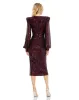 Purple Sequined Structured Bishop Sleeve Midi Dress sold by Mac Duggal