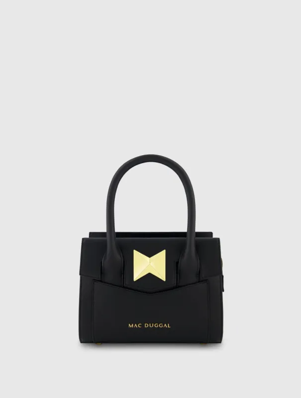 Black Small Leather Tote Bag With Gold Hardware - FINAL SALE sold by Mac Duggal