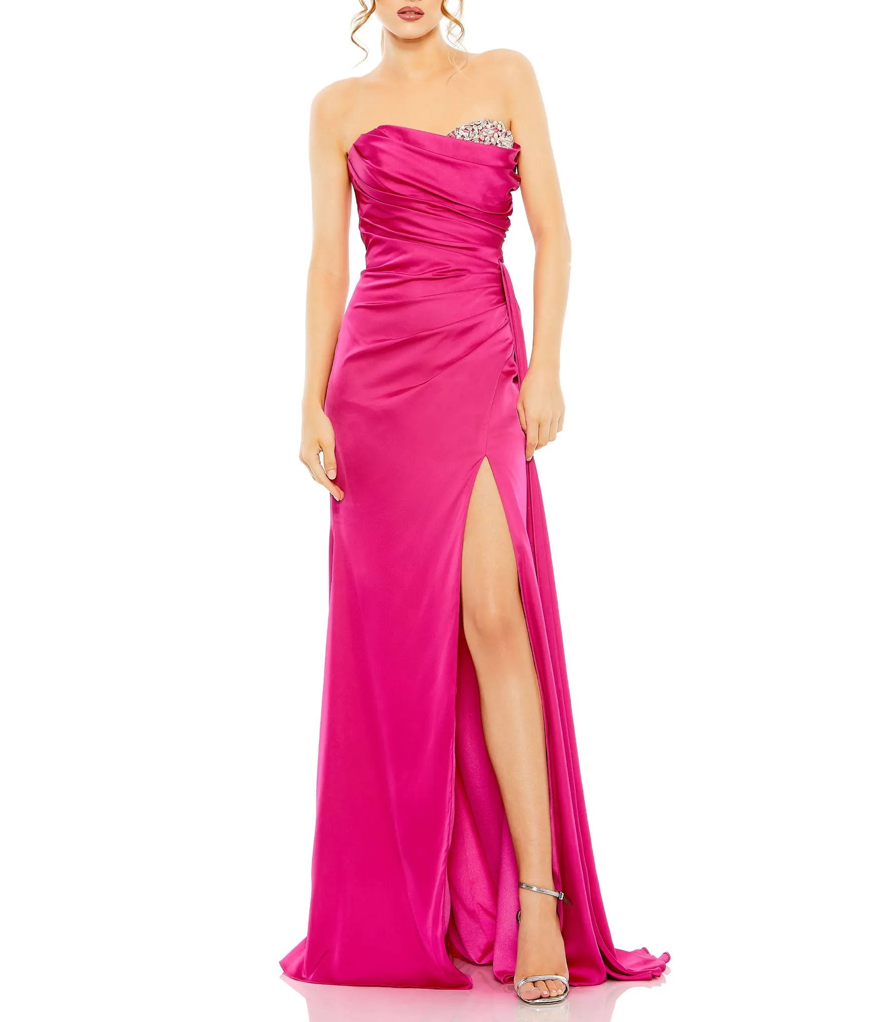 Pink Strapless Embellished Sweetheart Neckline Satin Gown sold by Mac Duggal product image thumbnail 4