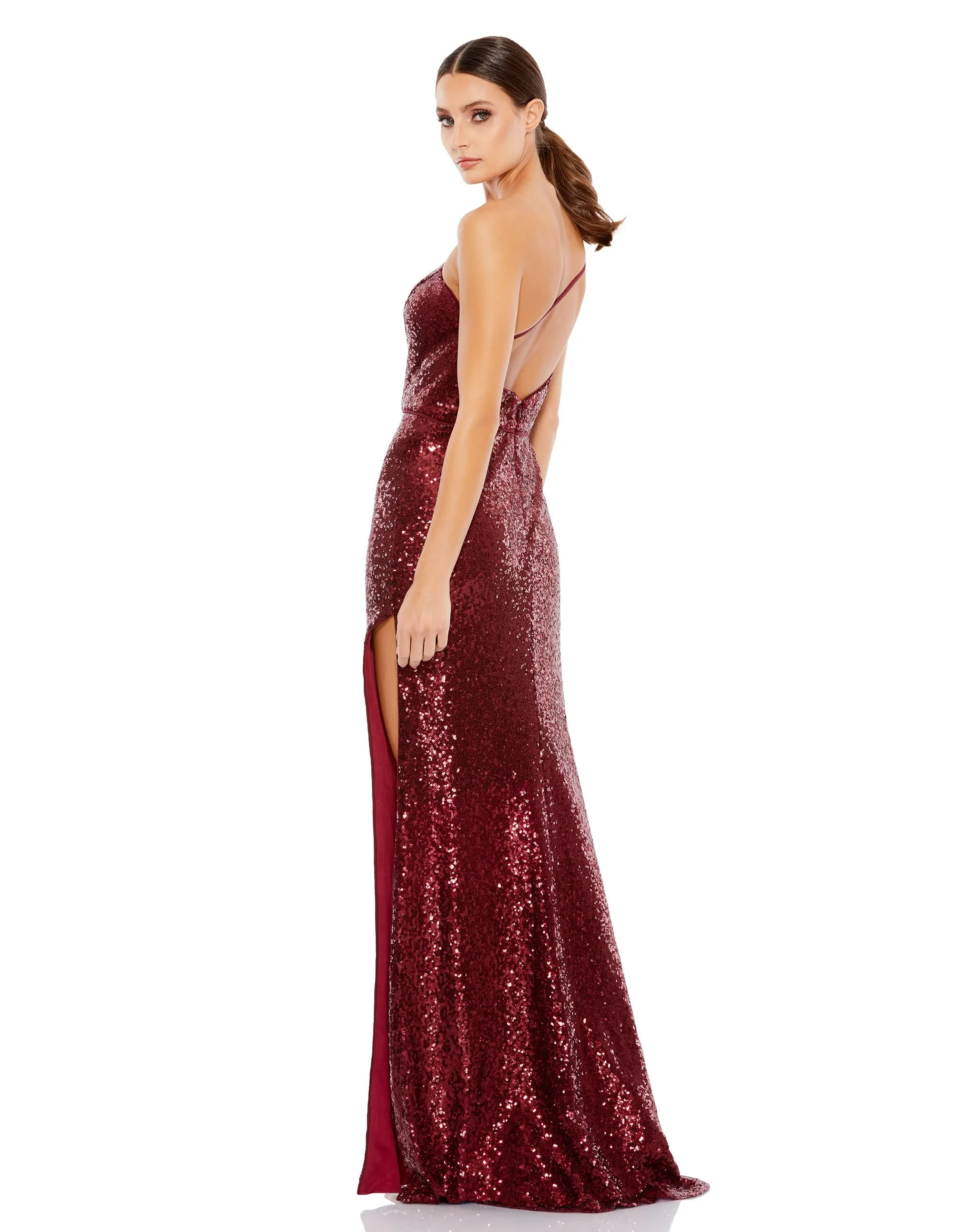 Open Back One Shoulder Sequined Gown sold by Mac Duggal product image thumbnail 3