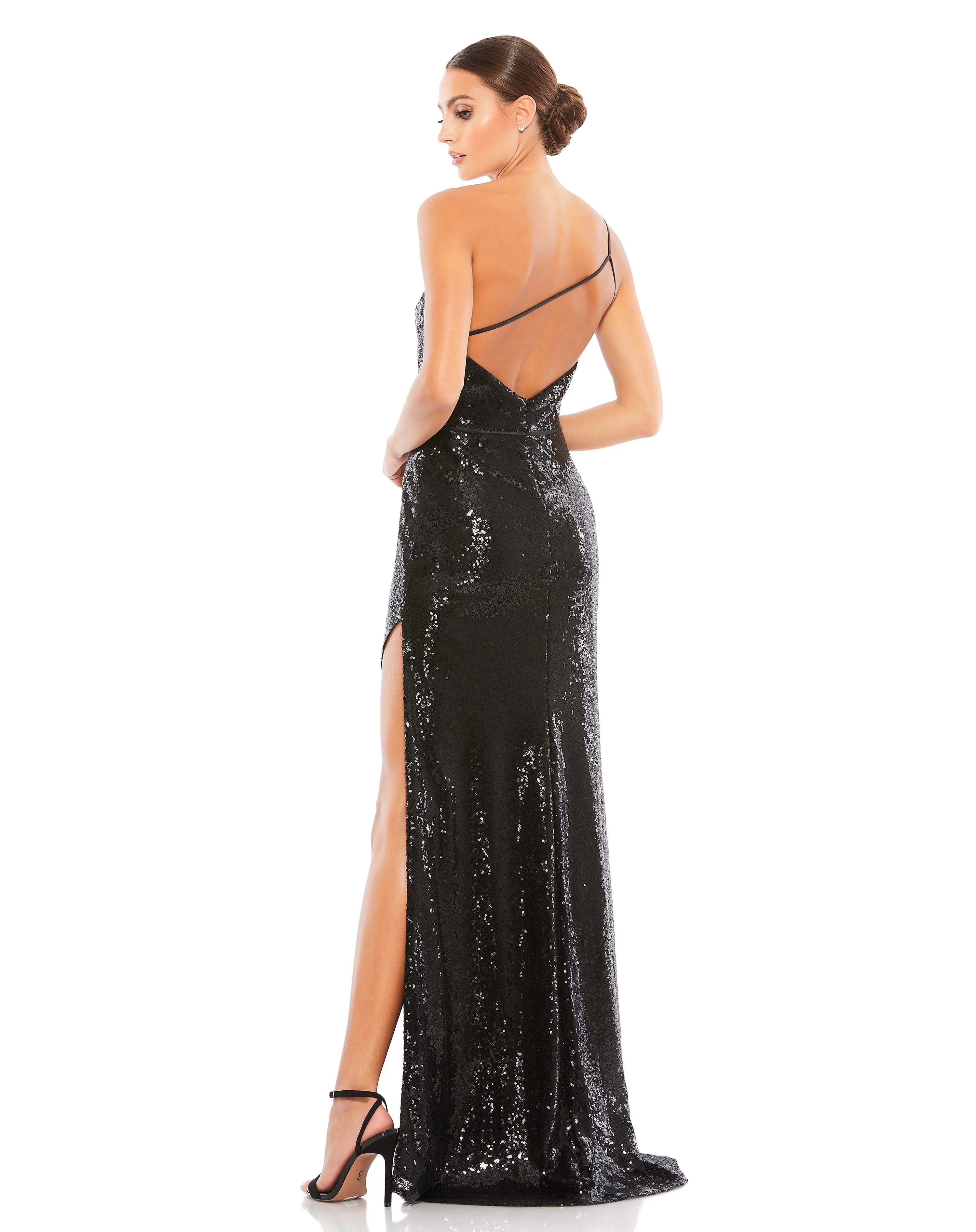 Open Back One Shoulder Sequined Gown sold by Mac Duggal product image thumbnail 5