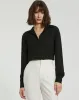 The Bentley Black Long Sleeve Button Up Georgette Blouse - FINAL SALE sold by Mac Duggal