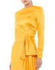 Yellow Asymmetrical Draped Long Sleeve Mini Dress sold by Mac Duggal