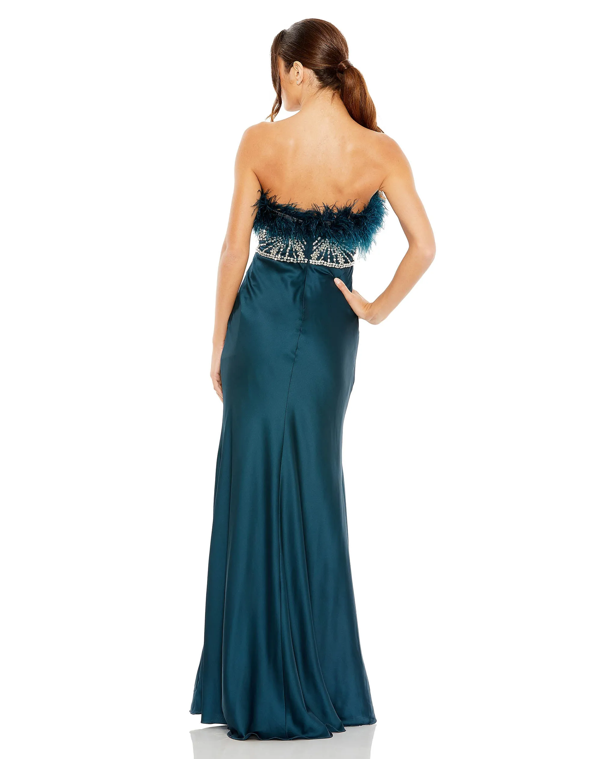 Strapless Feather Rhinestone Detailed Gown sold by Mac Duggal product image thumbnail 3