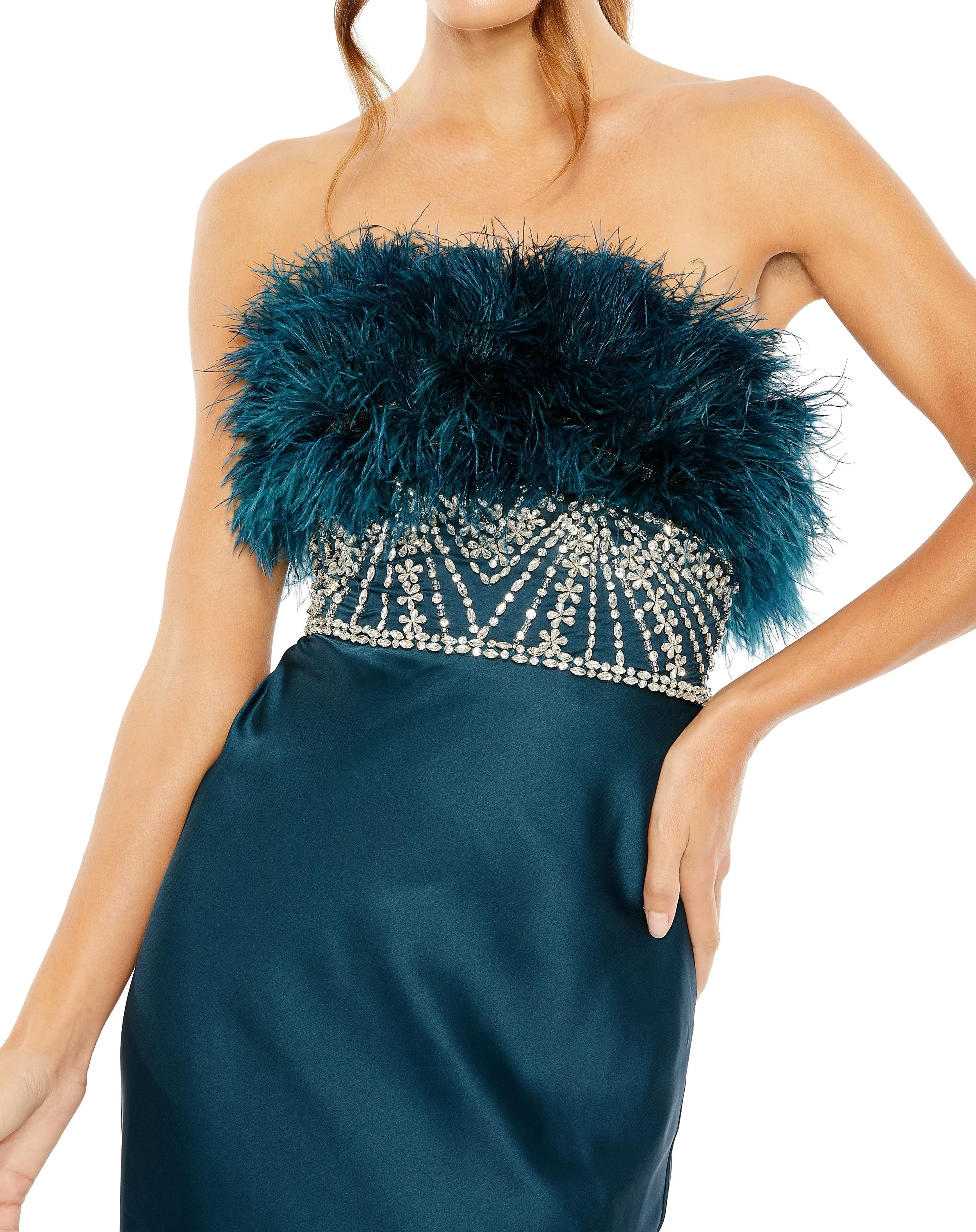 Strapless Feather Rhinestone Detailed Gown sold by Mac Duggal product image thumbnail 2
