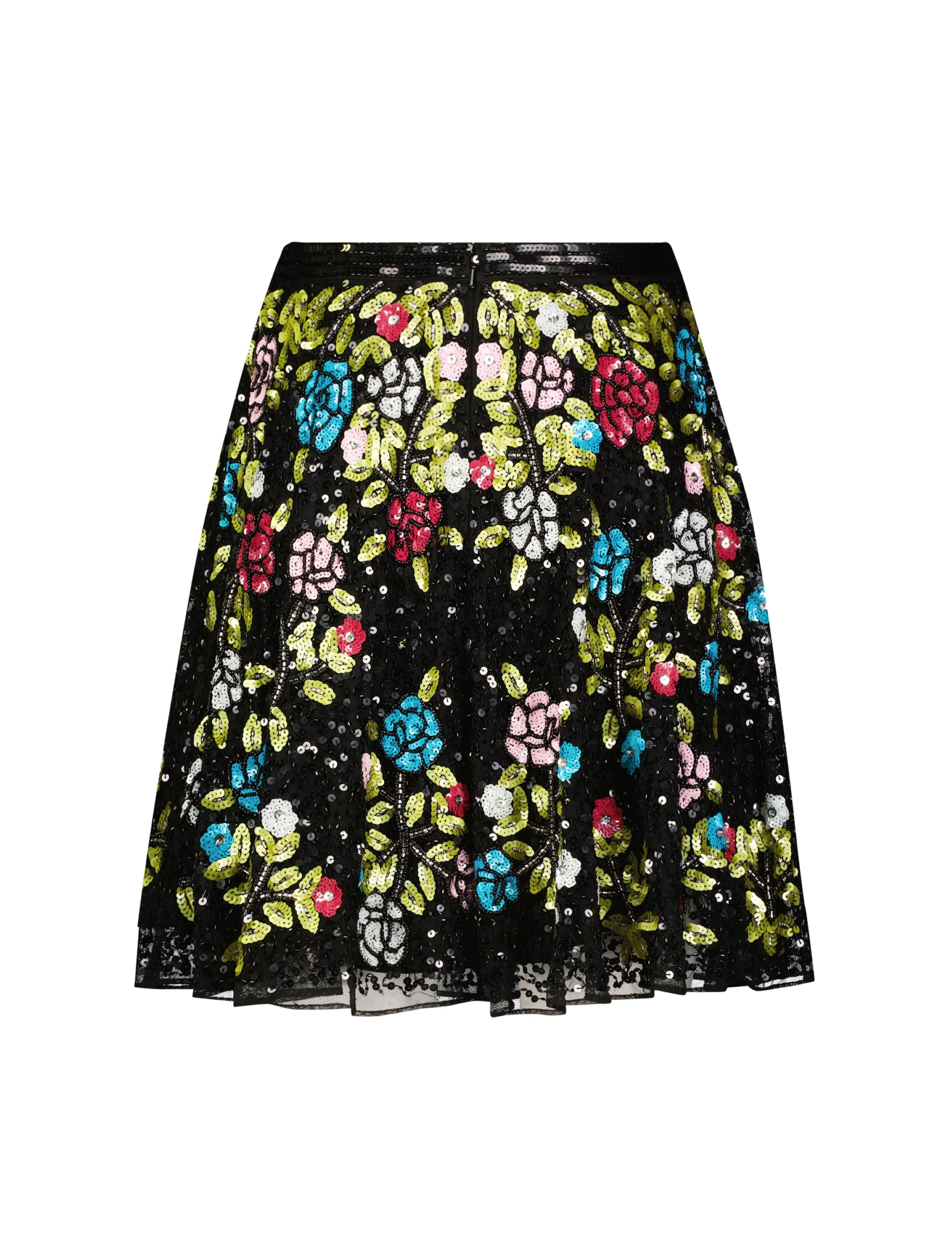 Black Sequined Floral Flowy A-line Mini Skirt - FINAL SALE sold by Mac Duggal product image thumbnail 3