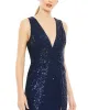 White V-Neck Sequin Wrap Waist Gown sold by Mac Duggal