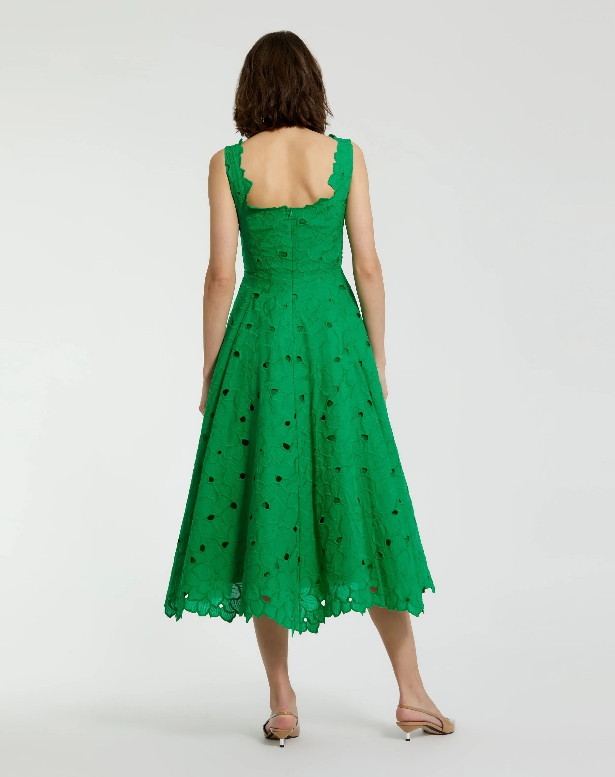Green Embroidered Floral A Line Midi Dress sold by Mac Duggal product image thumbnail 4
