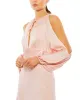 Pink Tied Keyhole Cold Shoulder Bishop Sleeve Gown sold by Mac Duggal