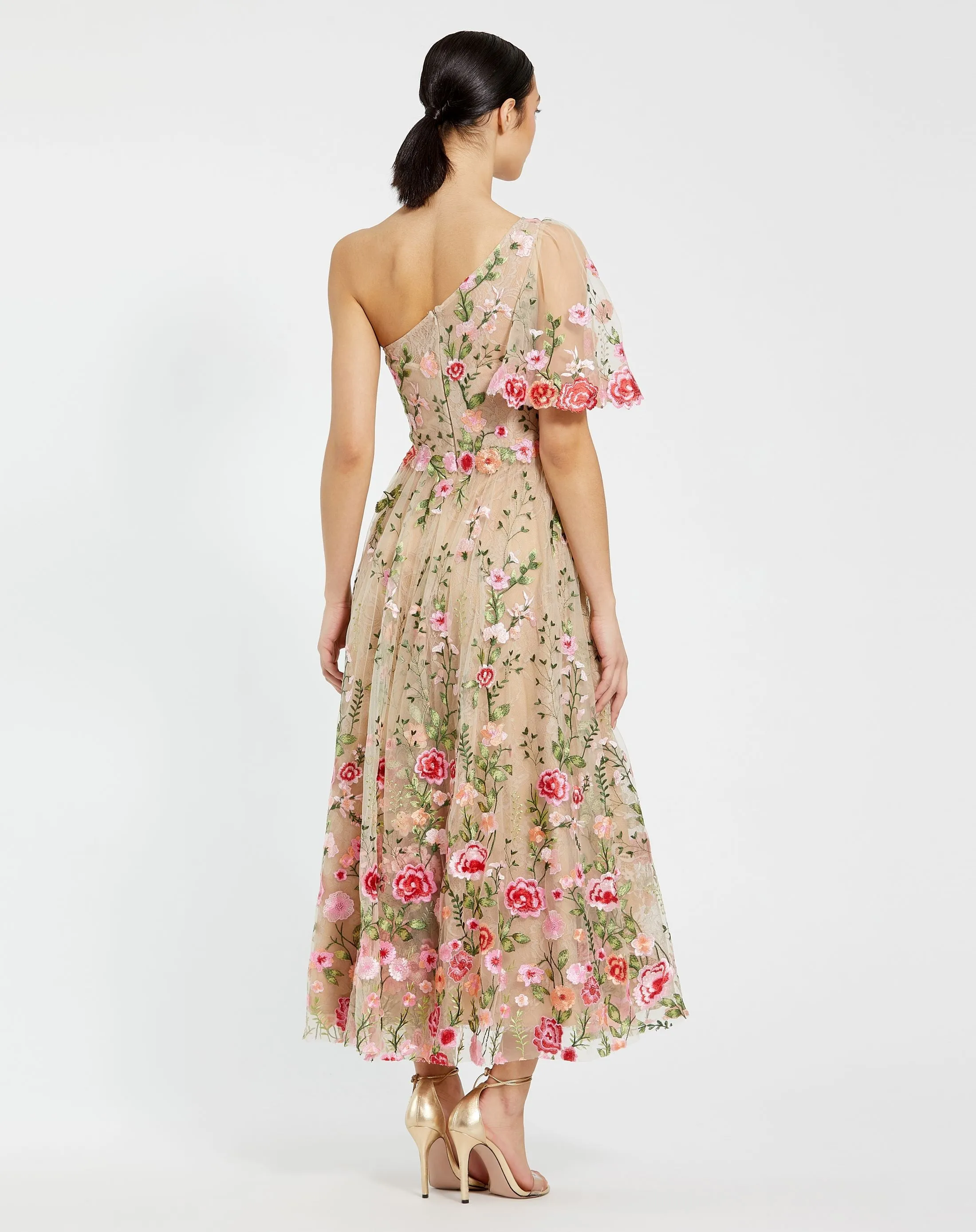 Pink One Shoulder Lace Embroidered Dress sold by Mac Duggal product image thumbnail 3