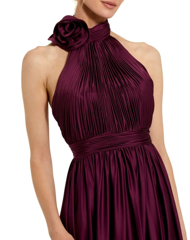 Green Soft Tie Halter Neck High Slit Gown sold by Mac Duggal