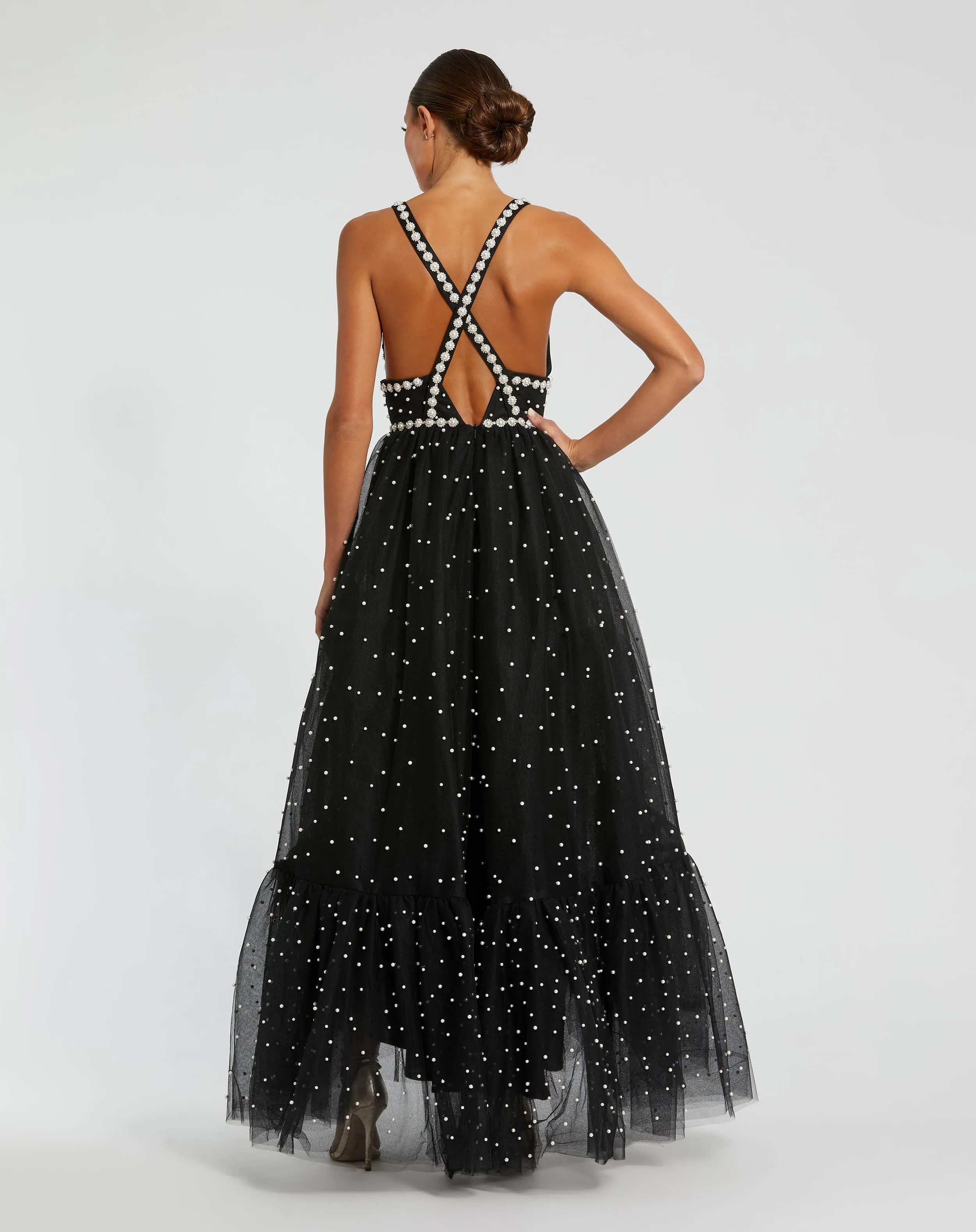 Black Pearl Beaded High Low Gown sold by Mac Duggal product image thumbnail 3