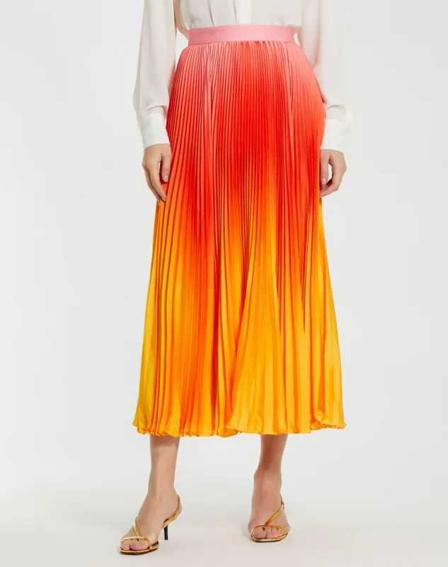 Multicolor Pleated Charmeuse Ombre Maxi Skirt - FINAL SALE sold by Mac Duggal