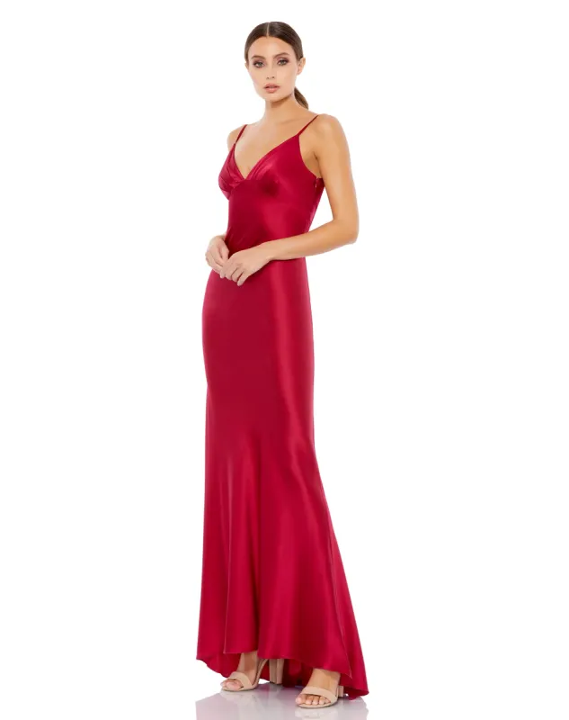 Sleeveless Silk Satin Empire Waist Cowl Back Gown sold by Mac Duggal