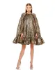 High Neck Cape Sleeve Metallic Trapeze Mini Dress - FINAL SALE sold by Mac Duggal