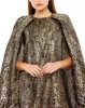 High Neck Cape Sleeve Metallic Trapeze Mini Dress - FINAL SALE sold by Mac Duggal