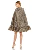 High Neck Cape Sleeve Metallic Trapeze Mini Dress - FINAL SALE sold by Mac Duggal