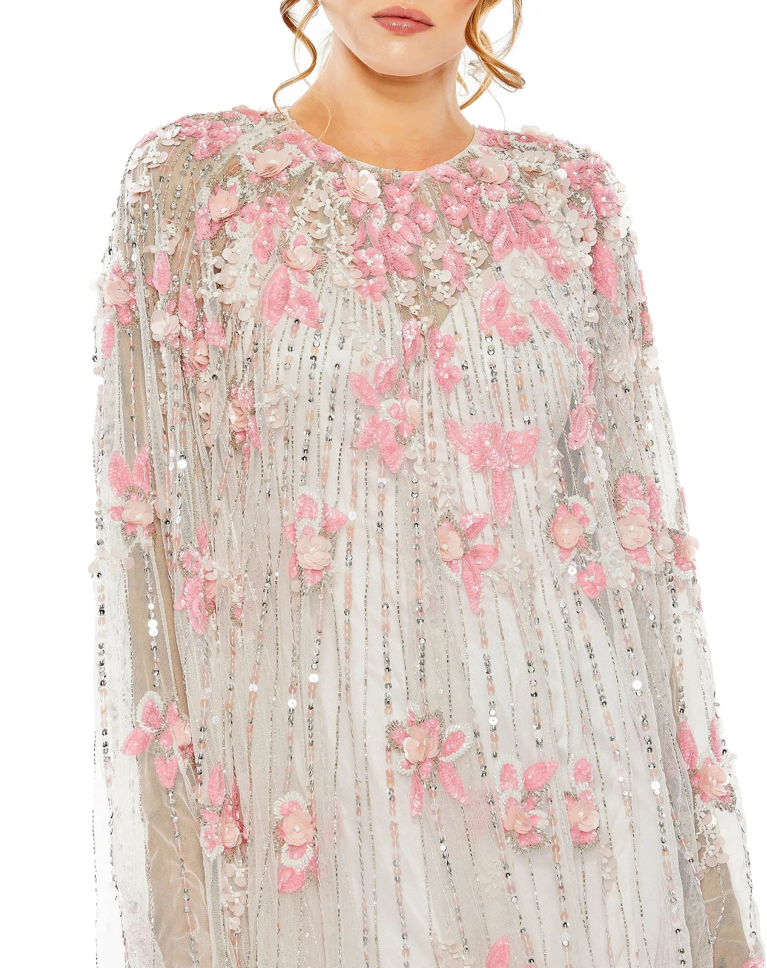 Blue High Neck Embellished Trapeze Dress sold by Mac Duggal product image thumbnail 2