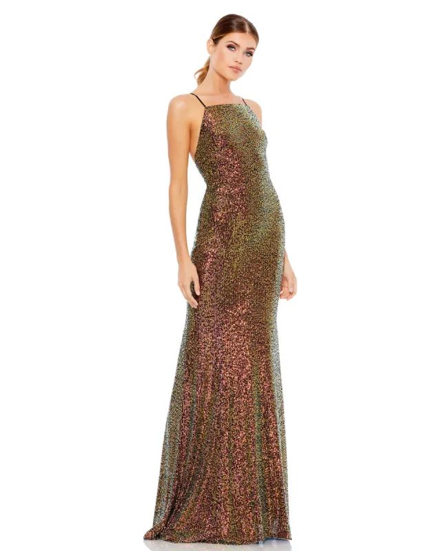 Multi-Colored Sequined Square Neck Gown sold by Mac Duggal