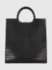 Black Buckled Maxi Croco Leather Tote Bag sold by Mac Duggal